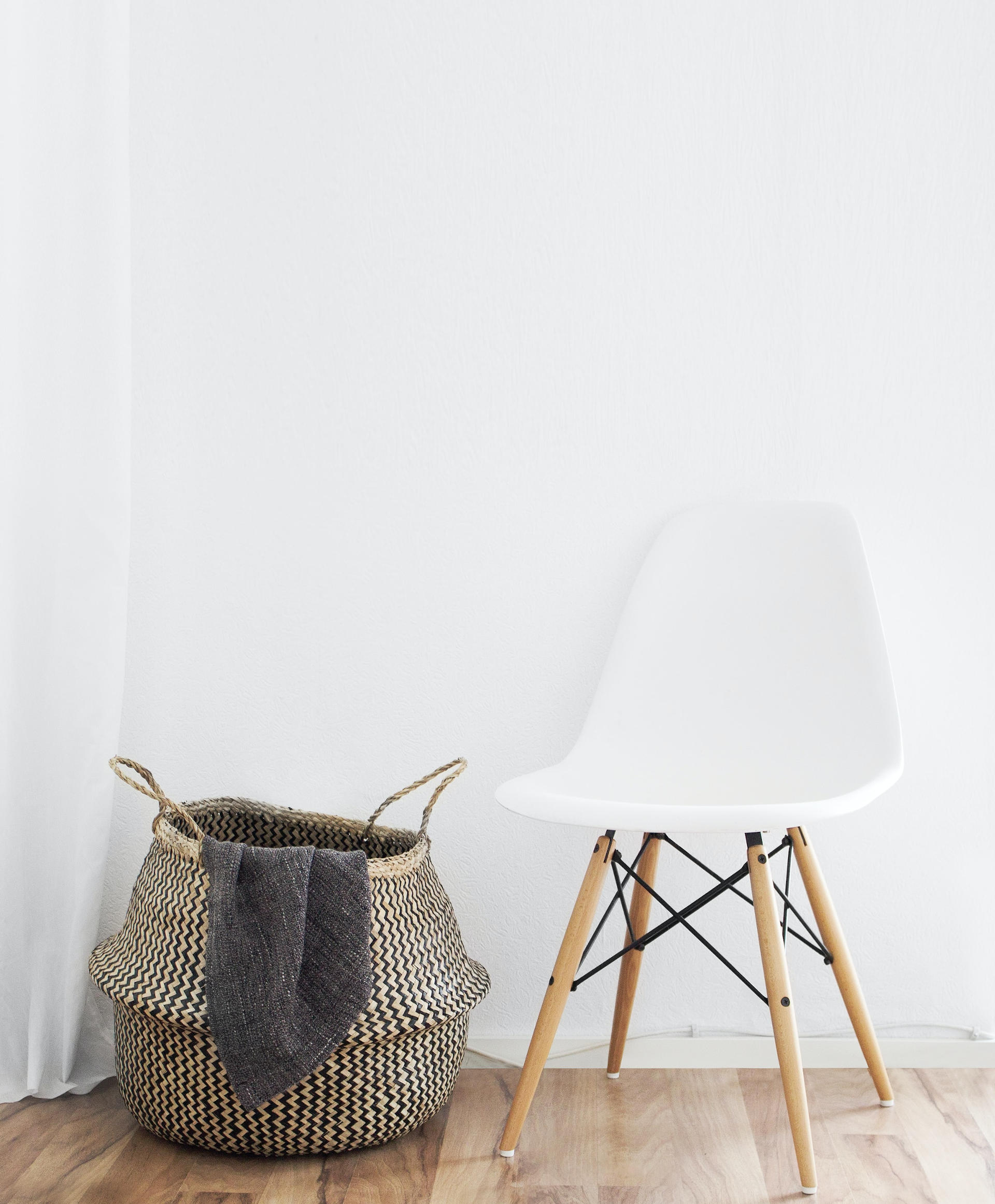 Minimalist chair and basket